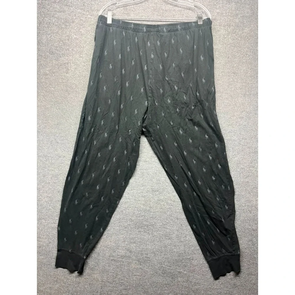 Polo Ralph Lauren Mens XL 46-48 Black All Over Pony Pajama Lounge Pants